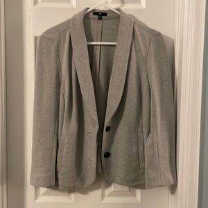 GAP women’s grey blazer. Hem needs repair on left sleeve!